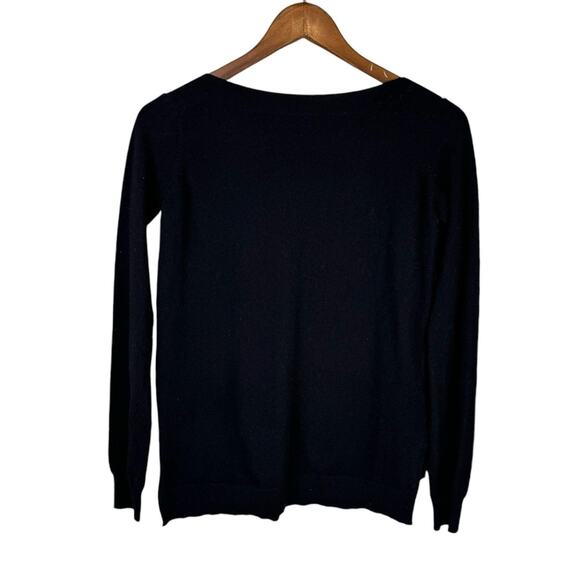 Autumn Cashmere Ivory & Black Color block 100% Pure Cashmere Pullover Sweater - Picture 10 of 13